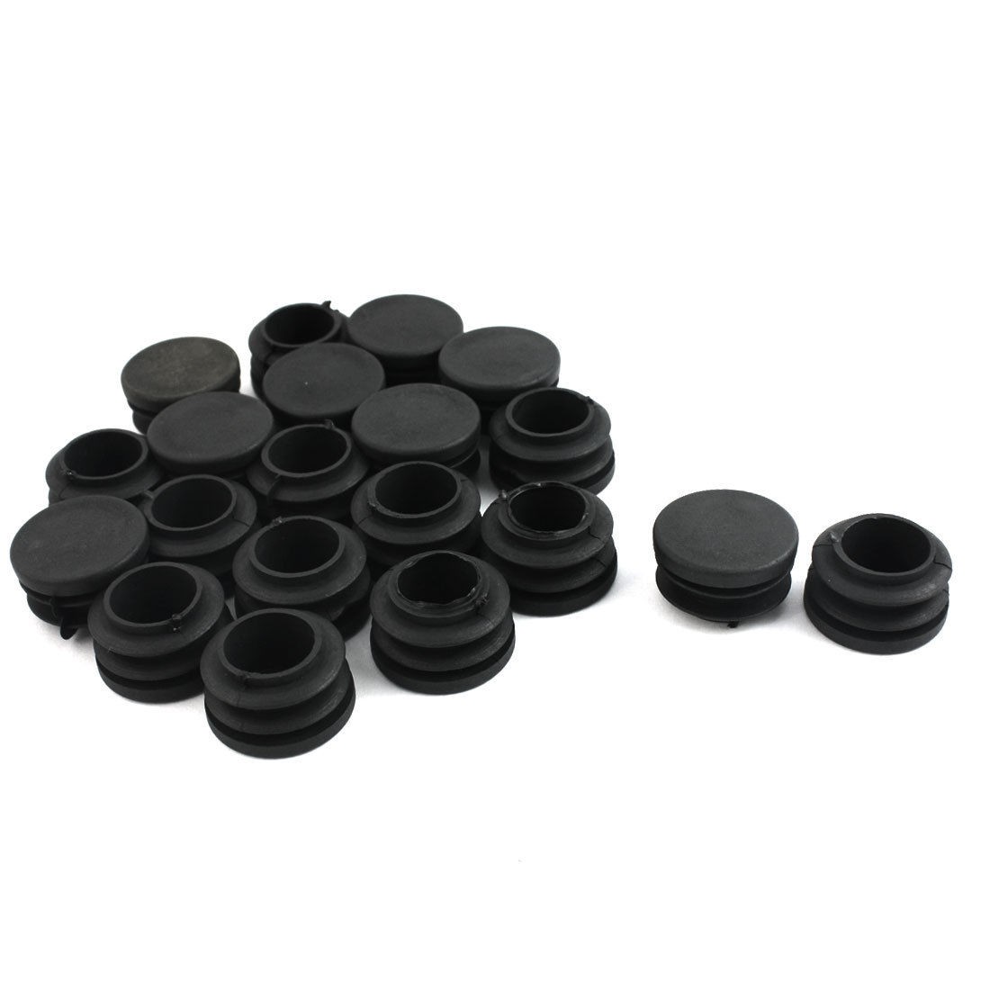 20 Pcs Black Plastic 30mm Diameter Round Tube Pipe Insert Caps Covers