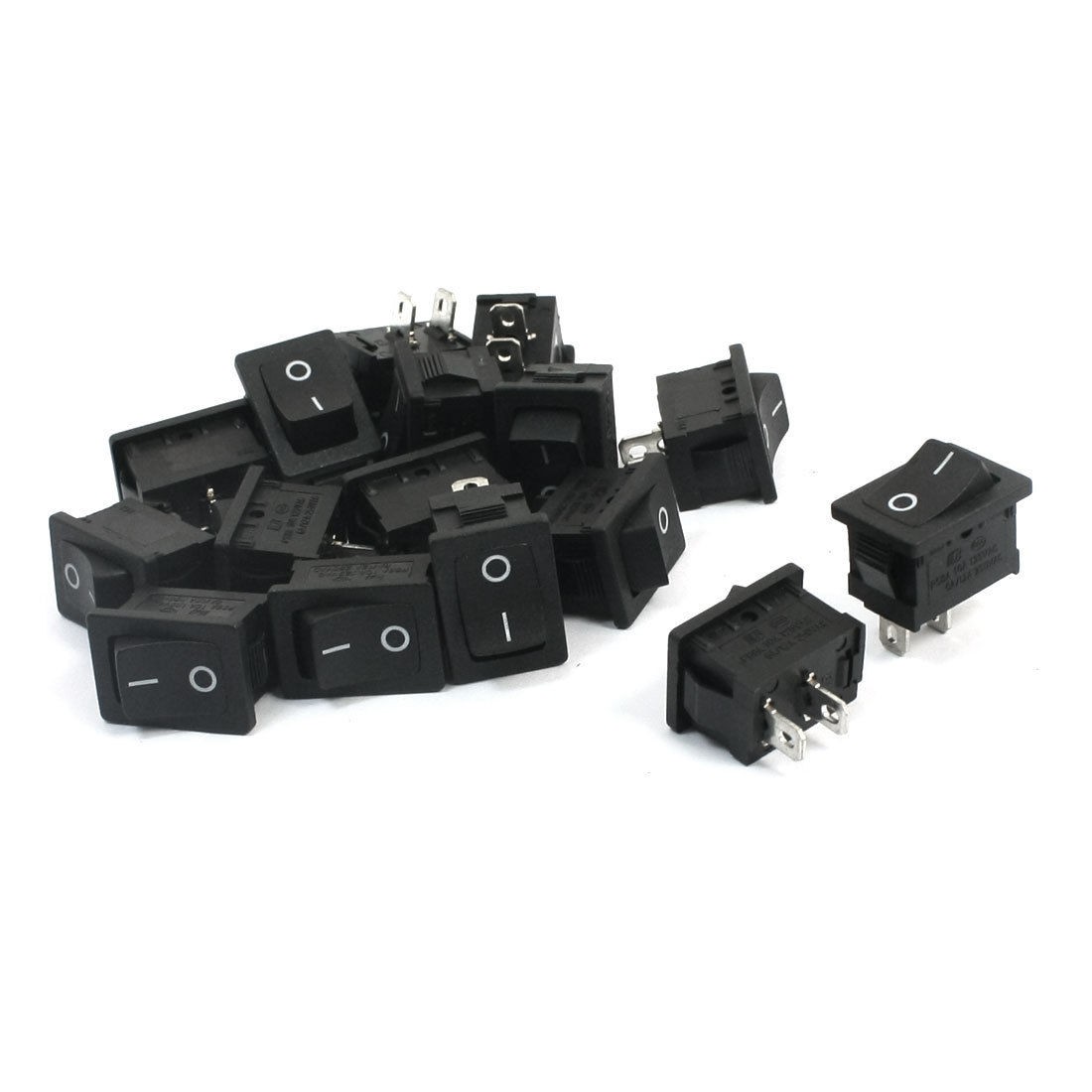 AC 250V 6A/12A 125V/10A 2 Pin I/O 2 Position SPST Boat Rocker Switch 15 Pcs