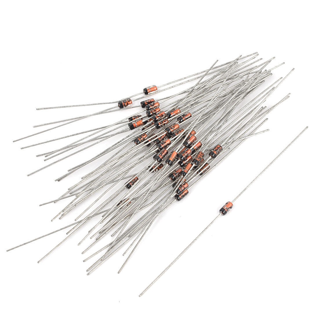 55Pcs 1N5230 4.7V 1/2W Glass Sealed Case Axial Leads Zener Diodes