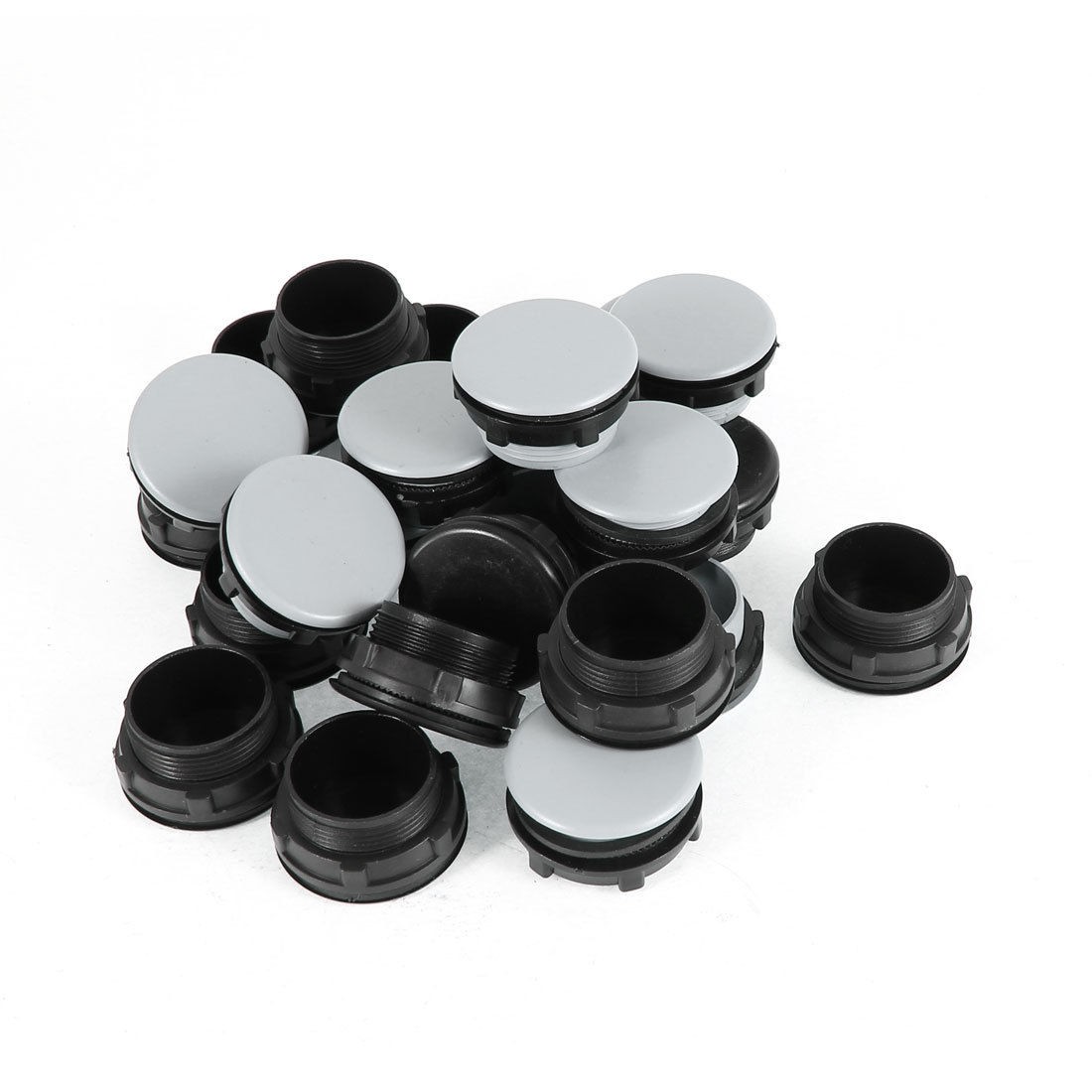24 Pcs Black + Gray Plastic Push Button Switch 30mm Mount Hole Panel Plug Cap