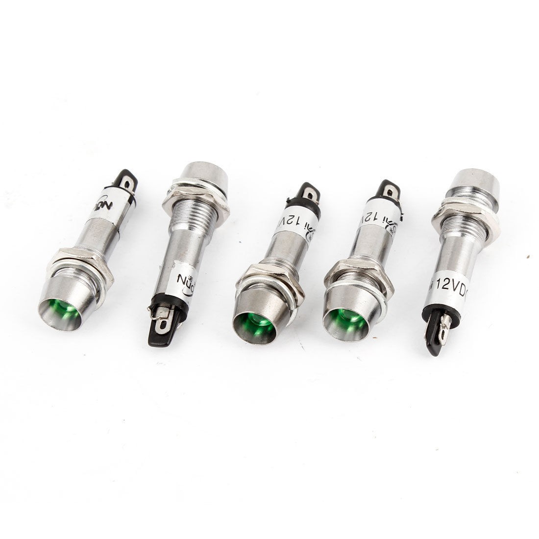 5 Pcs DC 12V 8mm Thread Green Bulb Power Signal Indicator Pilot Light Lamp