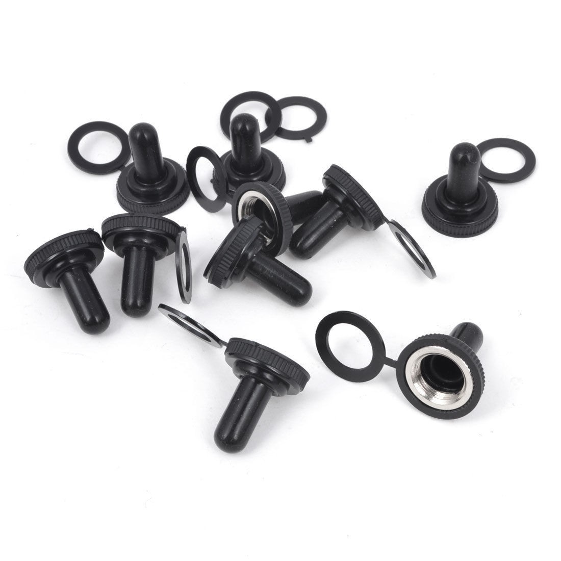 10 Pcs Black Toggle Switch Waterproof Boot Rubber Cover Cap Protector