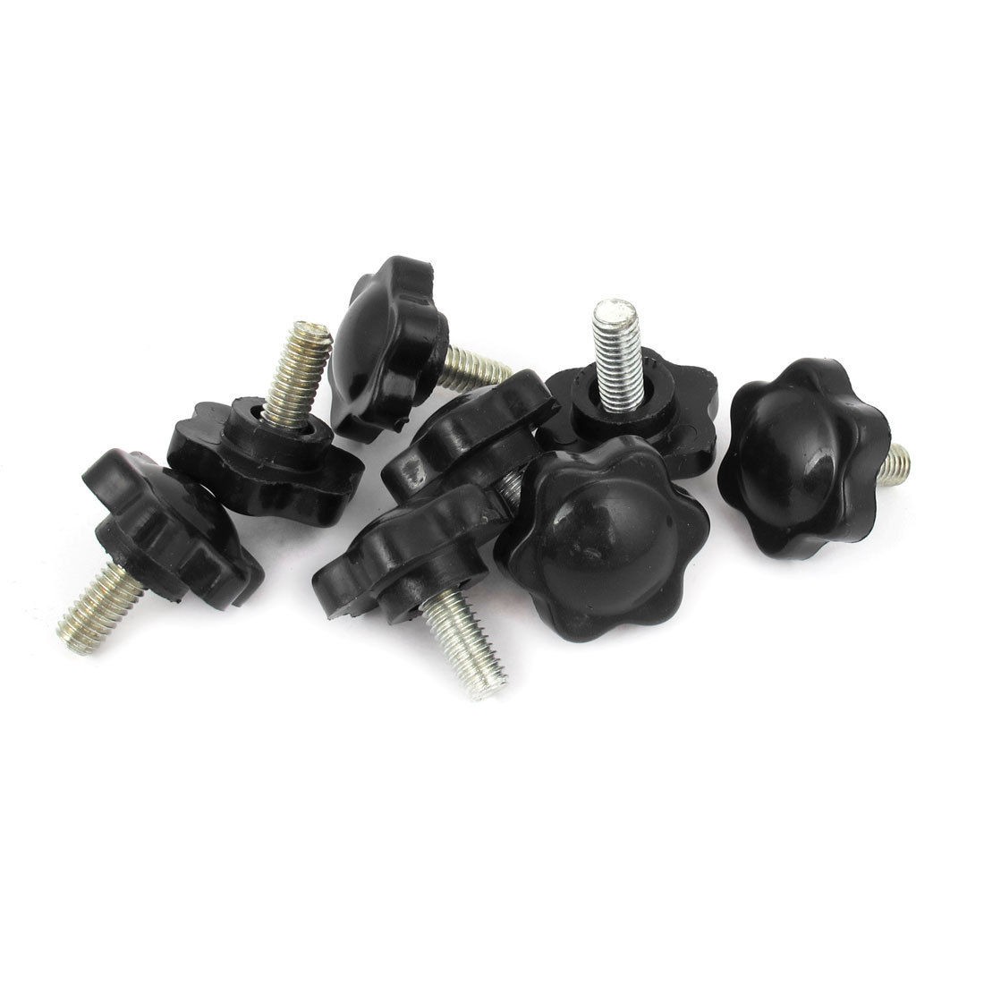 8pcs Black Plastic 25mm Head Diameter Star Clamping Knobs M6 x 12mm