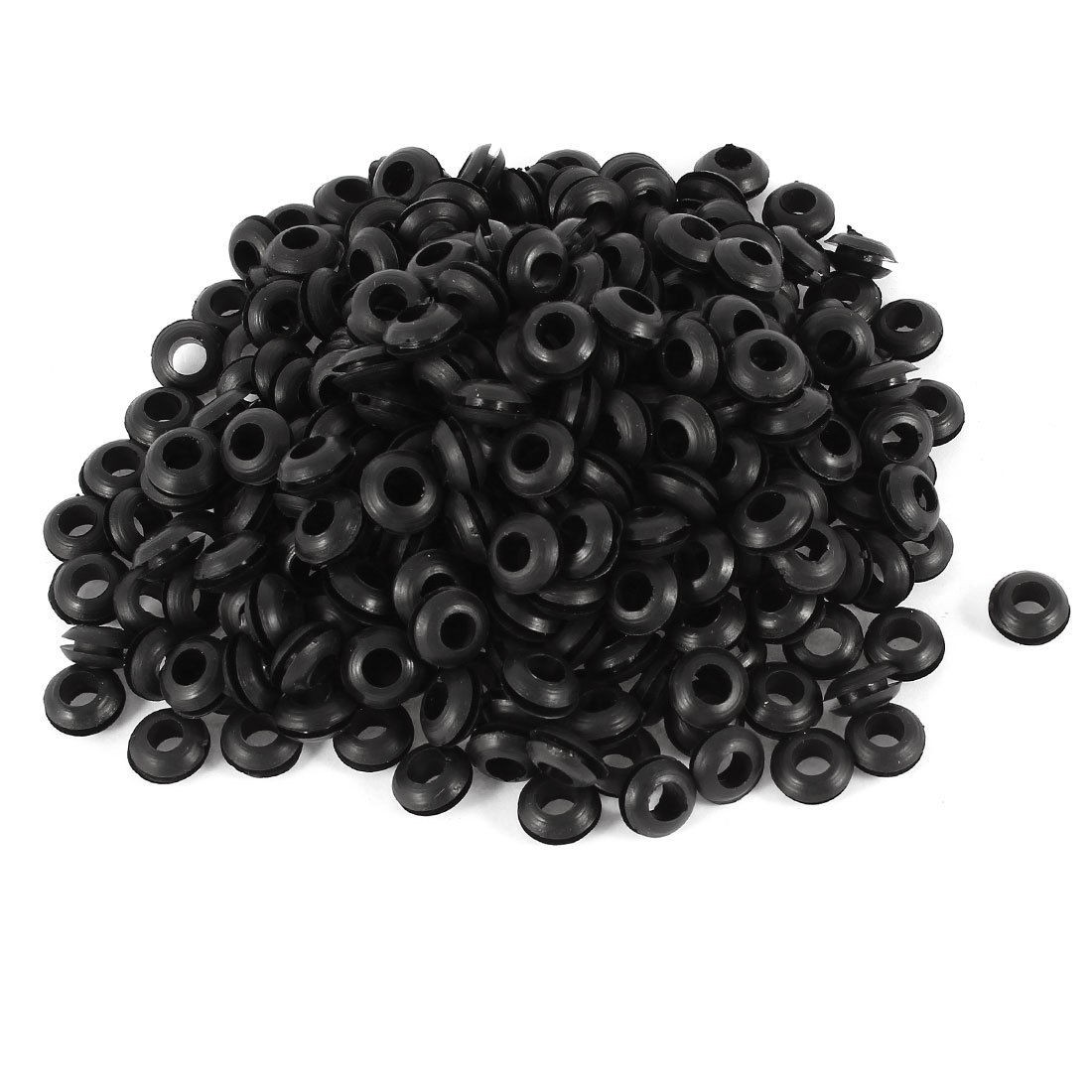 300Pcs 5mm x 10mm Black Rubber Cable Wiring Grommets Gasket Ring