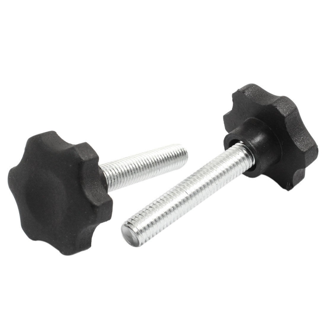 2pcs Black Plastic 40mm Head Diameter Star Clamping Knobs M10 x 50mm