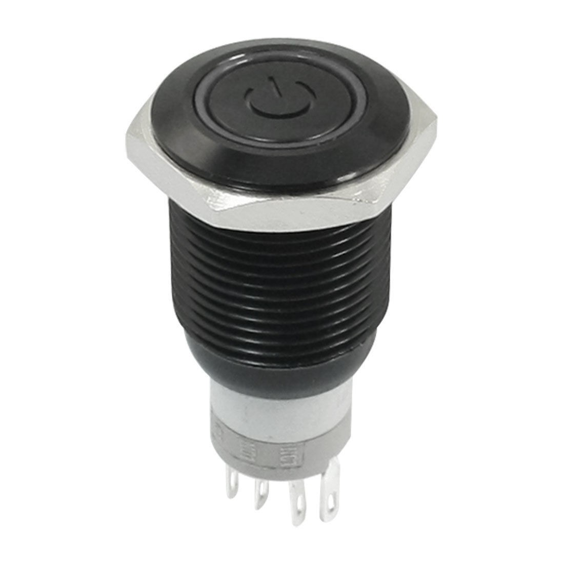 DC3-6V White LED Power Indicator SPDT 16mm Latching Plastic Push Button Switch