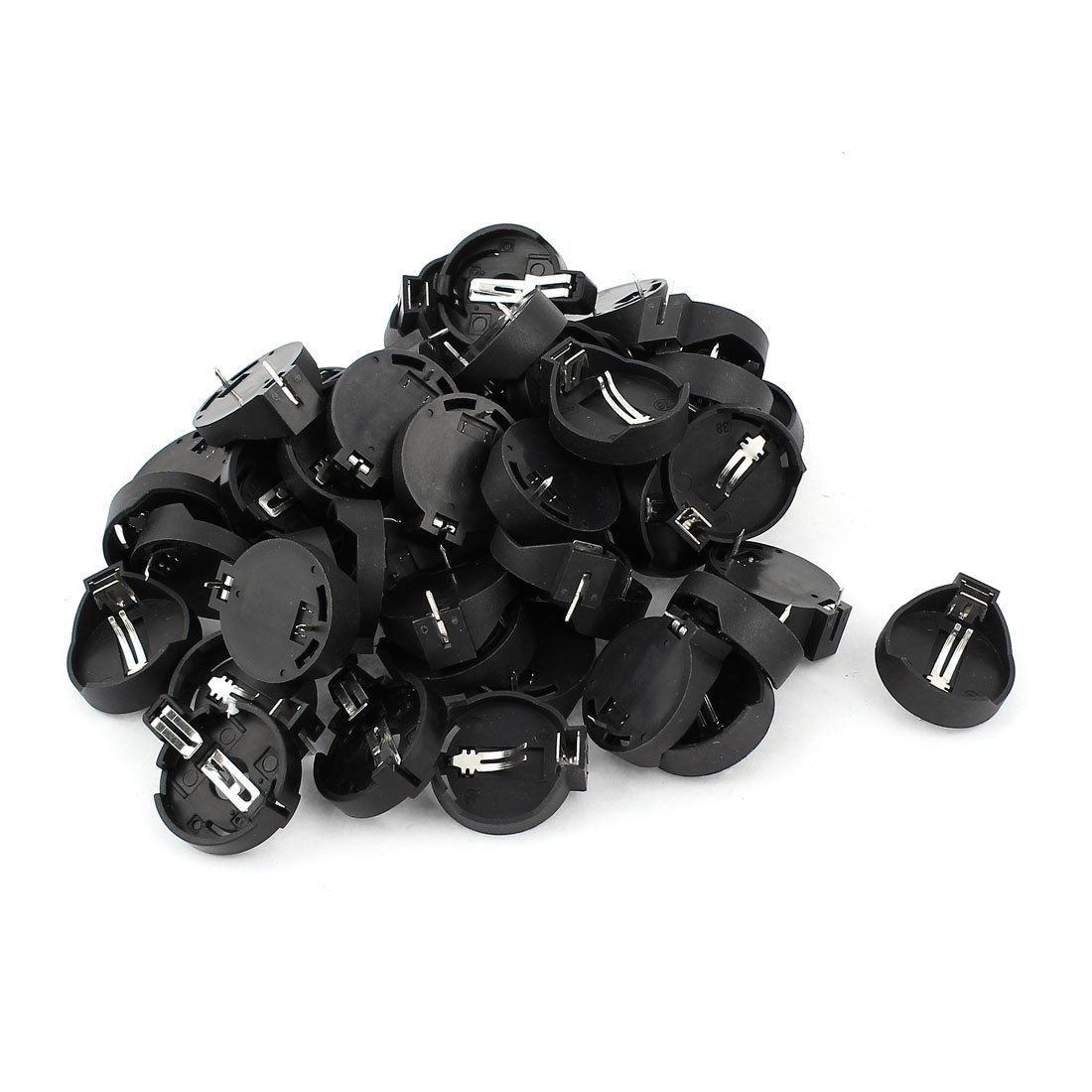 50 Pcs 2 Pins CR2032 CR2025 Coin Cell Button Battery Socket Holder Case Black