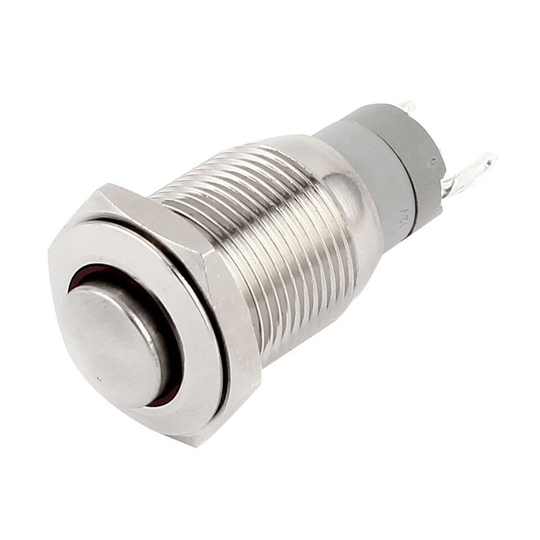 DC12V Red LED Angel Eye High Flat Head SPDT 16mm Locking Metal Pushbutton Switch