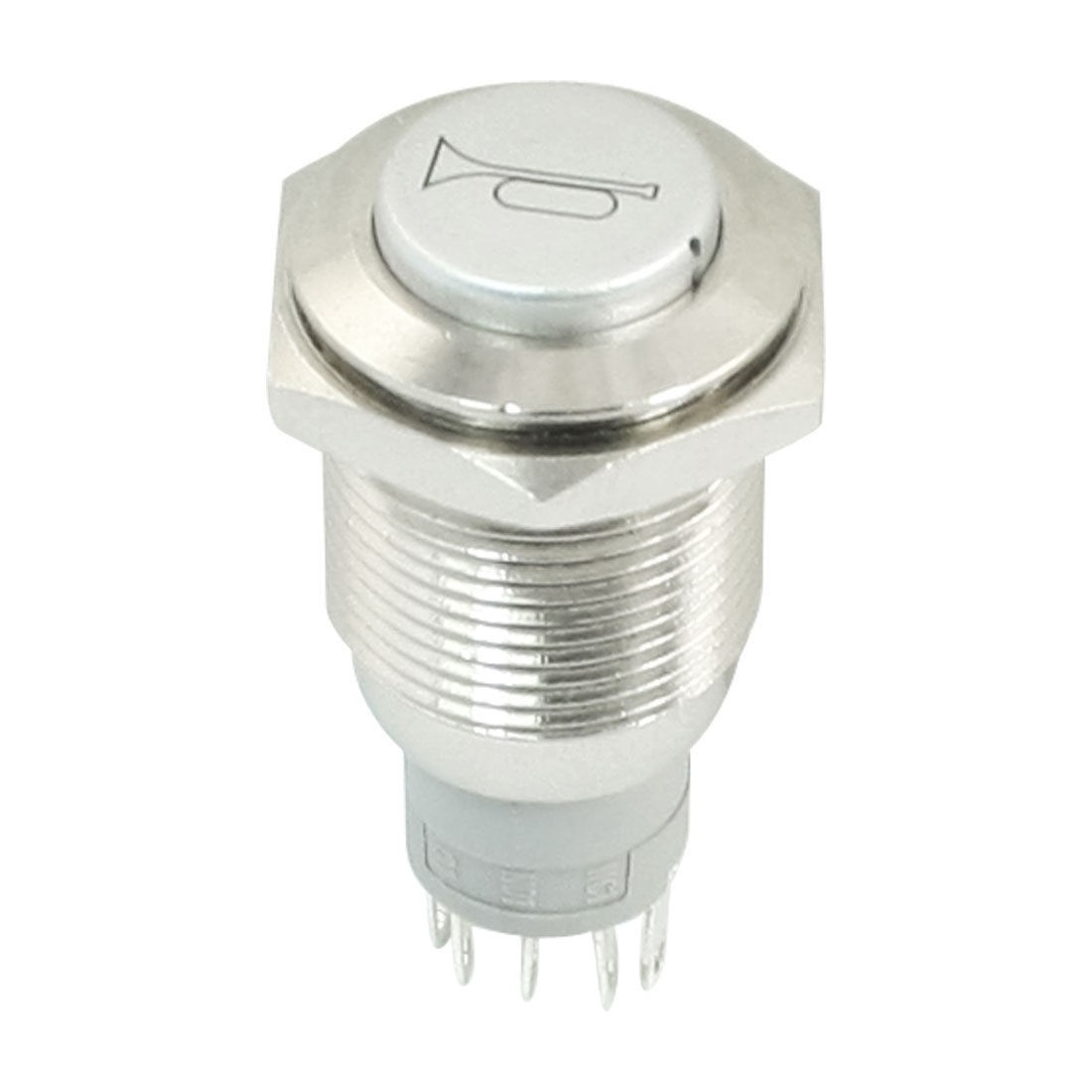 Red LED High Flat Head SPDT 16mm Momentary Metal Pushbutton Switch for Car Horn