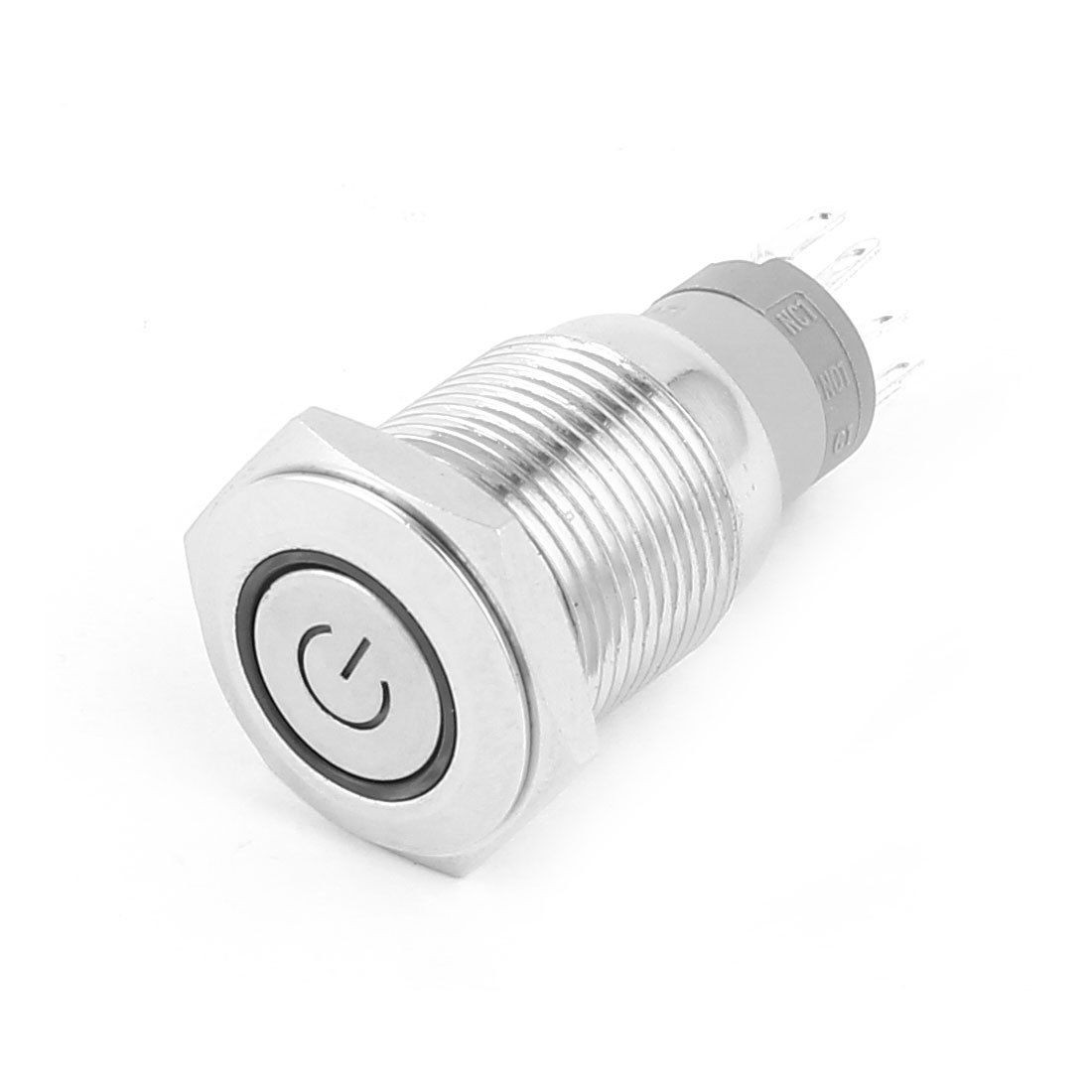 White Angel Eye LED SPDT Latching Metal Power Push Button Switch 16mm Thread