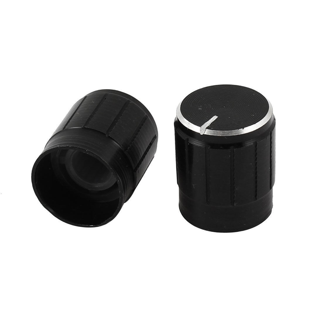 2 Pcs 15x17mm 5.5mm Shaft Volume Control Aluminum Potentiometer Knobs Caps Black