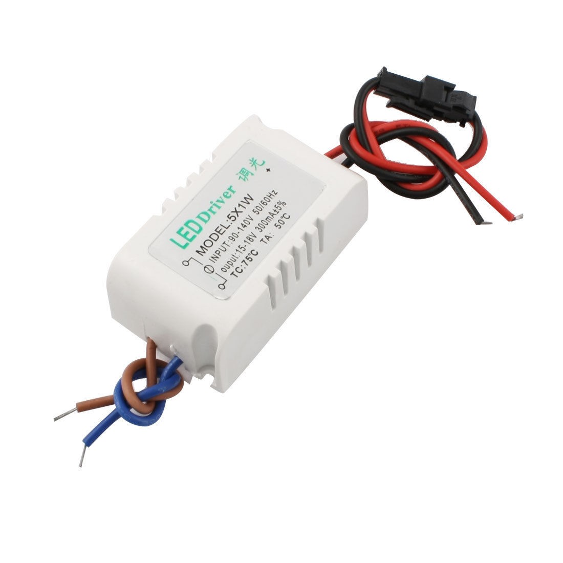 AC 90-140V DC 15-18V 300mA 5x1W Waterproof LED Dimmer Driver Power Adapter