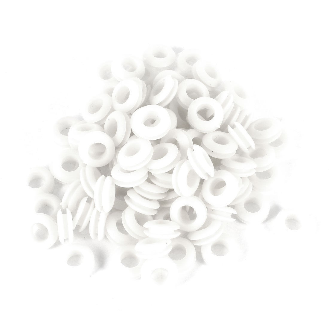 100pcs 8mm x 15mm White Rubber Wiring Grommets Ring Cable Protector