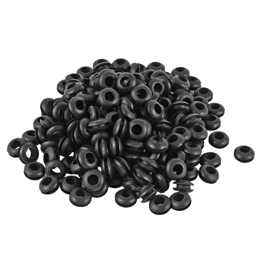 200 PCS 5mm Inner 12mm Outer Diameter Rubber Wiring Grommets Gasket Ring