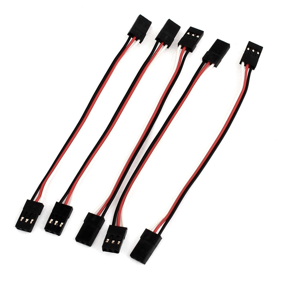 5PCS 10cm Long Black White Red 3pin M/M Servo Extension Cable for Futaba JR