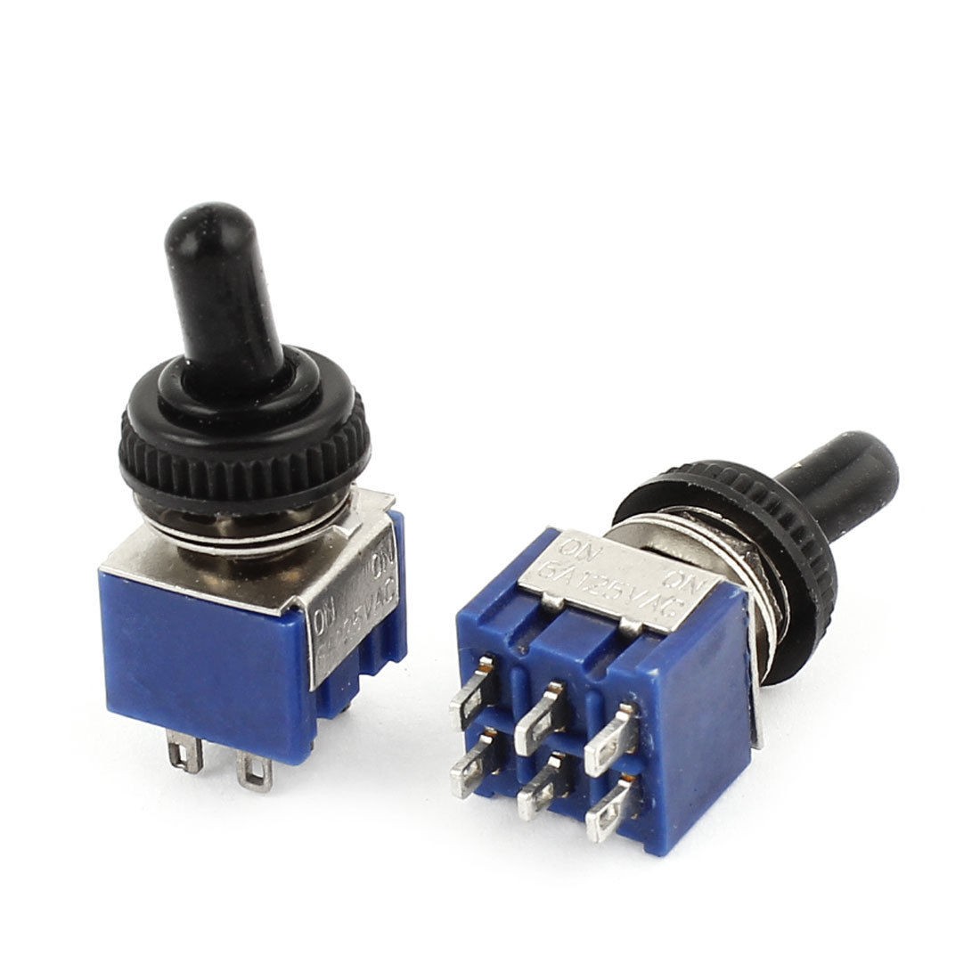 2Pcs Latching DPDT 6 Pin Terminals 2 Position Toggle Switch AC125V 6A