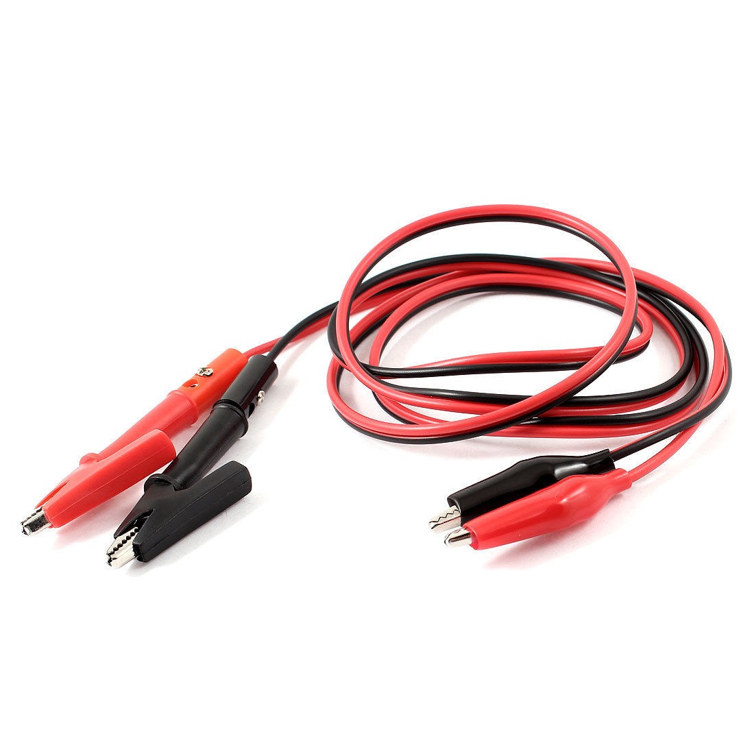 Black Red 1.2M Dual Banana Plug Male to Alligator Clip Test Probe Lead Cable