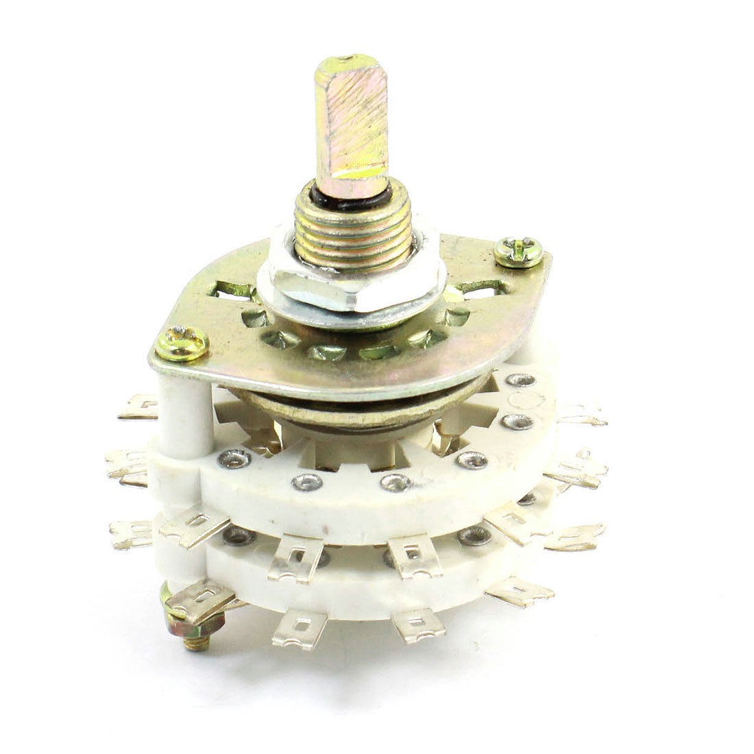 White Ceramic 4P5T 4 Pole 5 Throw Band Channel Rotary Switch Selector