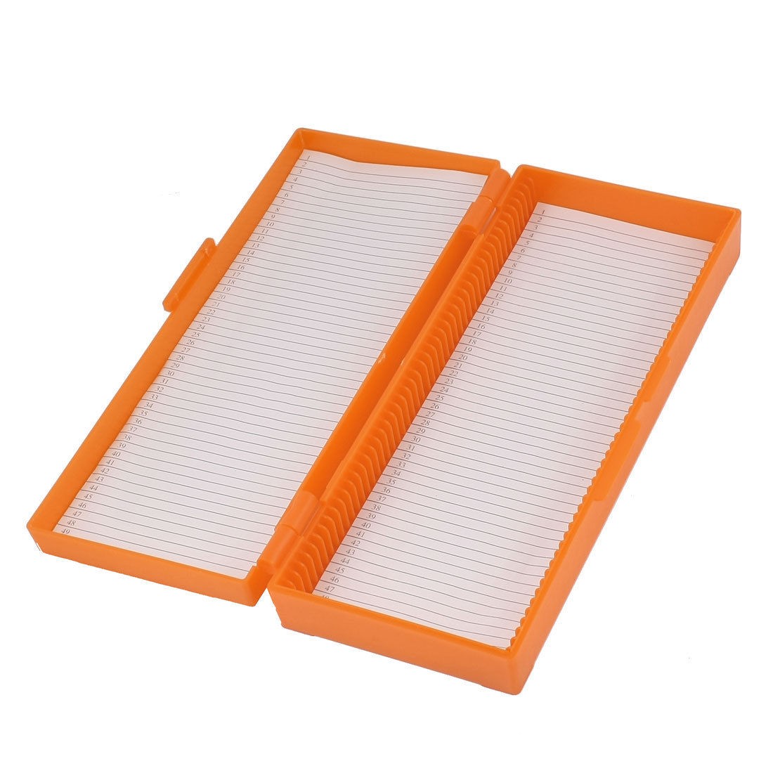 Orange Plastic Shell 50 Slots Rectangular Microscope Glass Slide Box