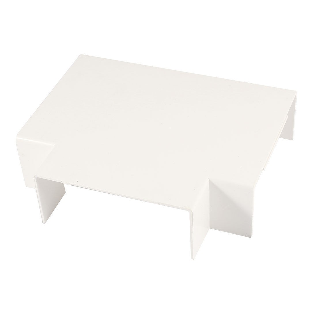 White PVC Trunking Cable Raceway Connector Flat Tee Shaped 3 Ways 99x99x40mm