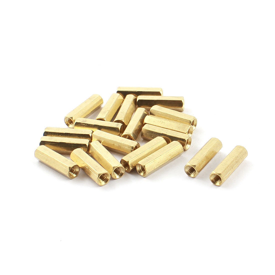 20Pcs M3 x 16mm Female Thread Gold Tone Brass Standoff Hexagonal Spacer