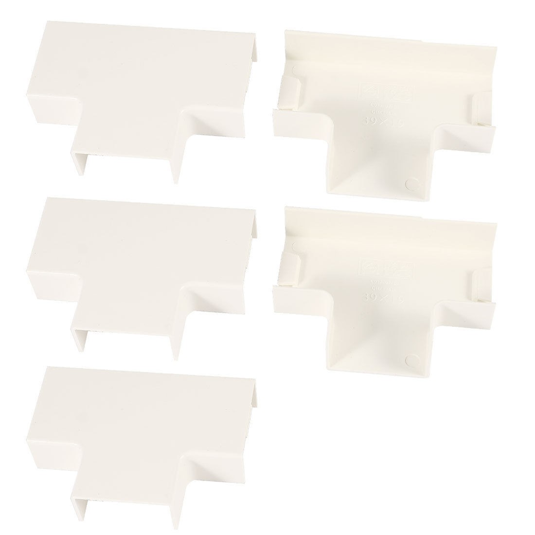 5pcs 39mm x 39mm x 19mm 3 Way PVC Flat Tee Mini Trunking Connector Joint