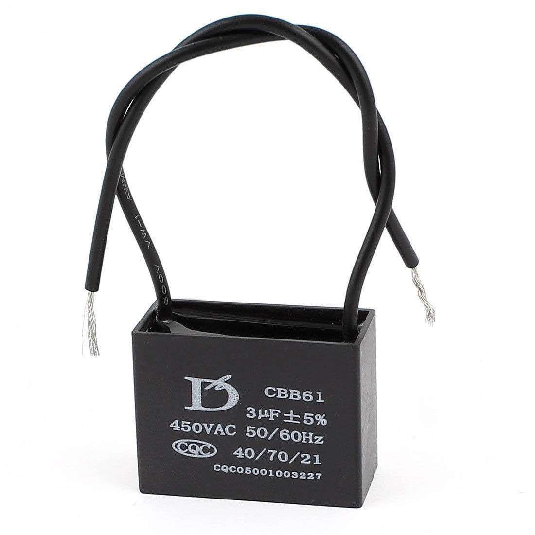 AC 450V 3uF 5% Tolerance 2-Wire Polypropylene Film Motor Run Capacitor