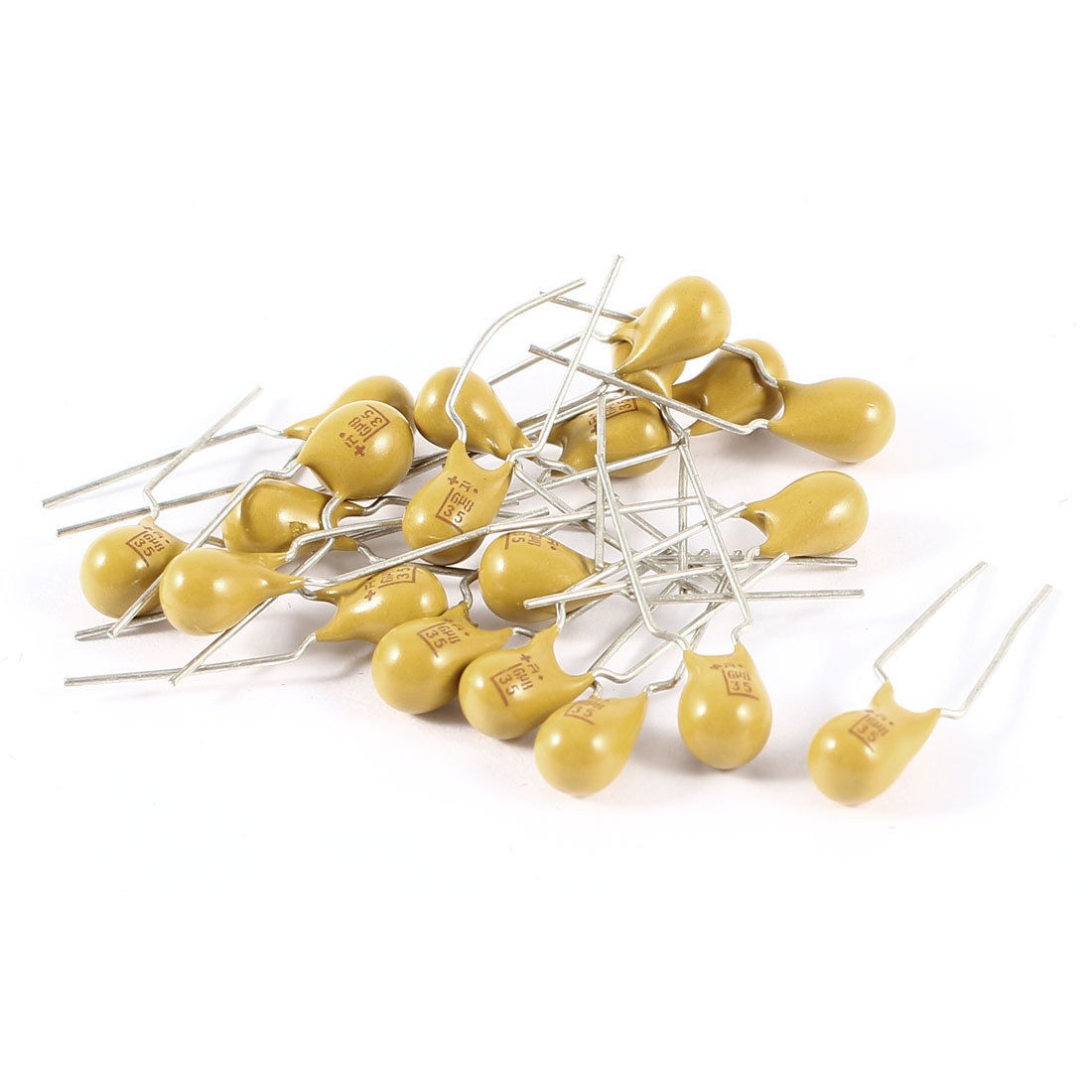20PCS 6.8uF 35V 2 Pin Yellow Radial Dipped Tantalum Bead Capacitors