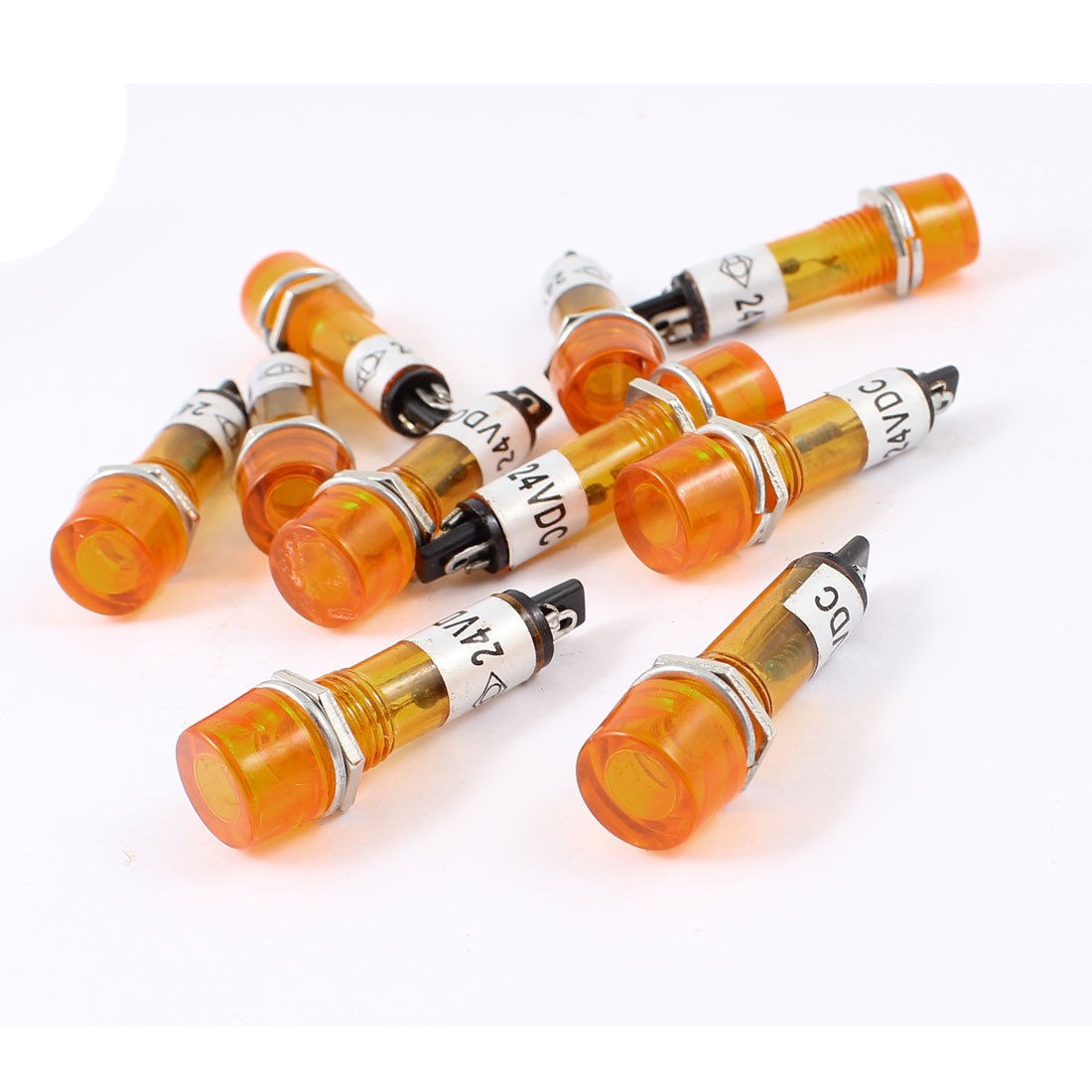 DC 24V Orange Plastic Housing Light Signal Indicator Lamp Bulb 10 Pcs