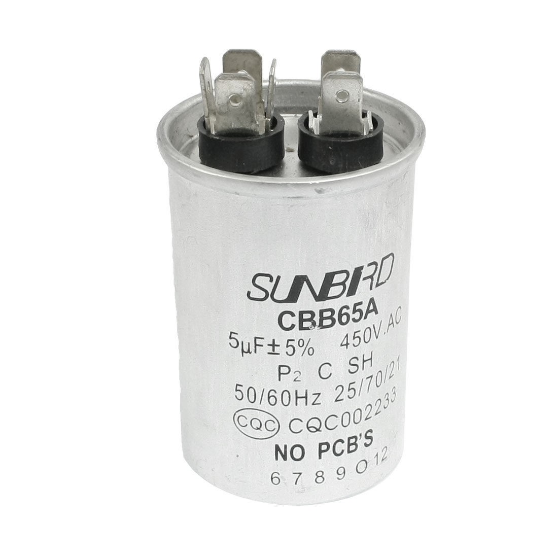 CBB65A 5uF 450V AC 50/60Hz Metallized Polypropylene Film Motor Capacitor