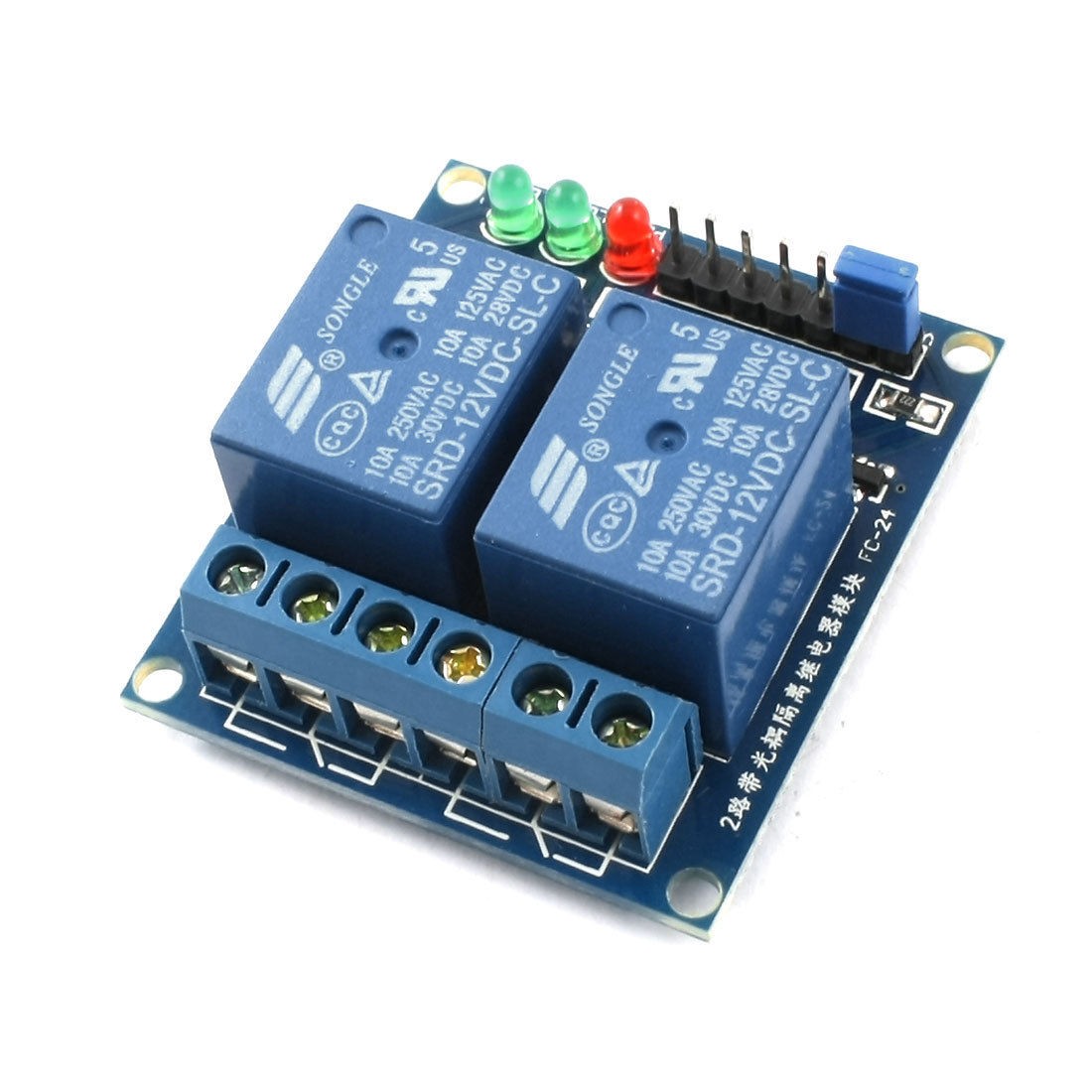 Optocoupler Low Level Trigger Relay Module DC12V 10A 2 Channel for Arduino