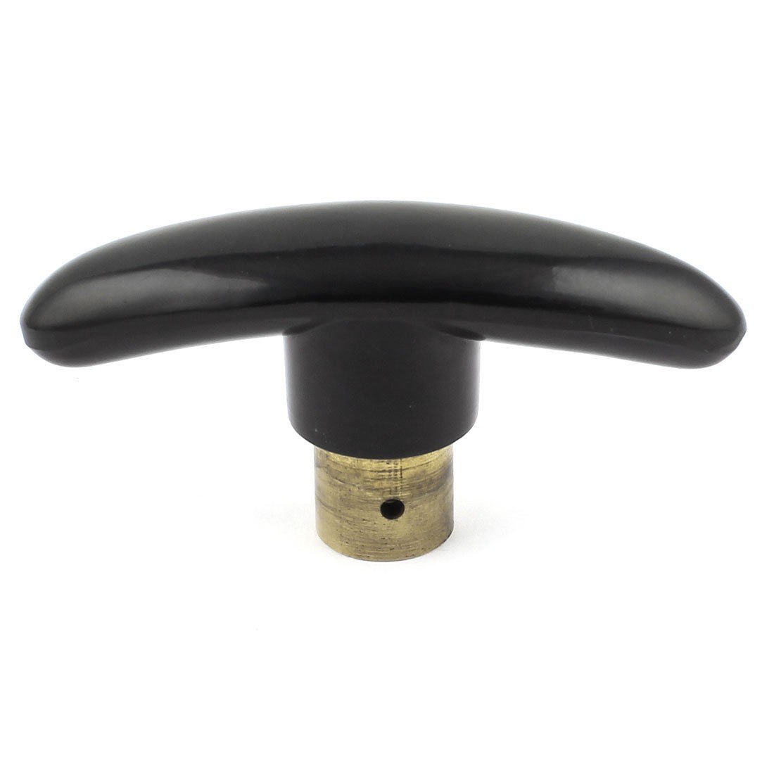 90mm Length 10x34mm Hole Brass Insert Clamping T Knob Black Gold Tone