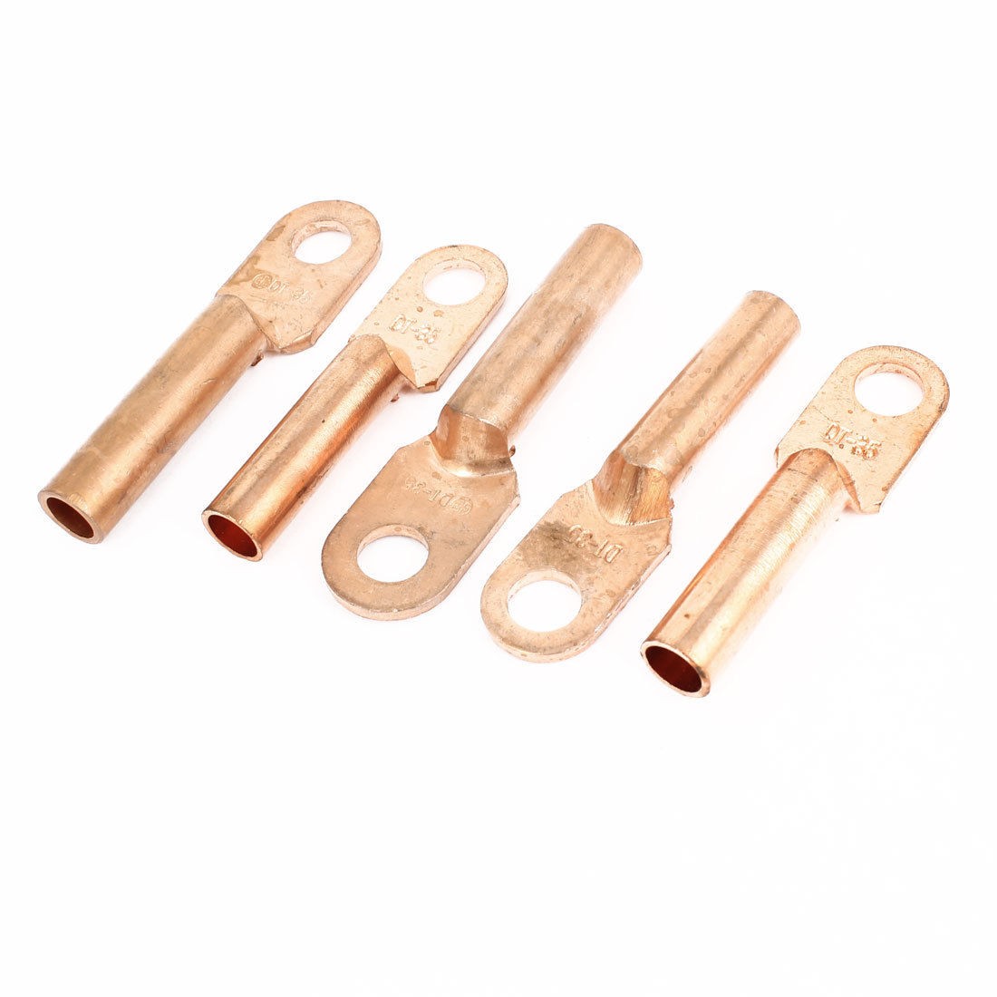 5 Pcs 35MM2 Cable Lug Terminal Connector Copper Tone for 10mm Dia Bolt