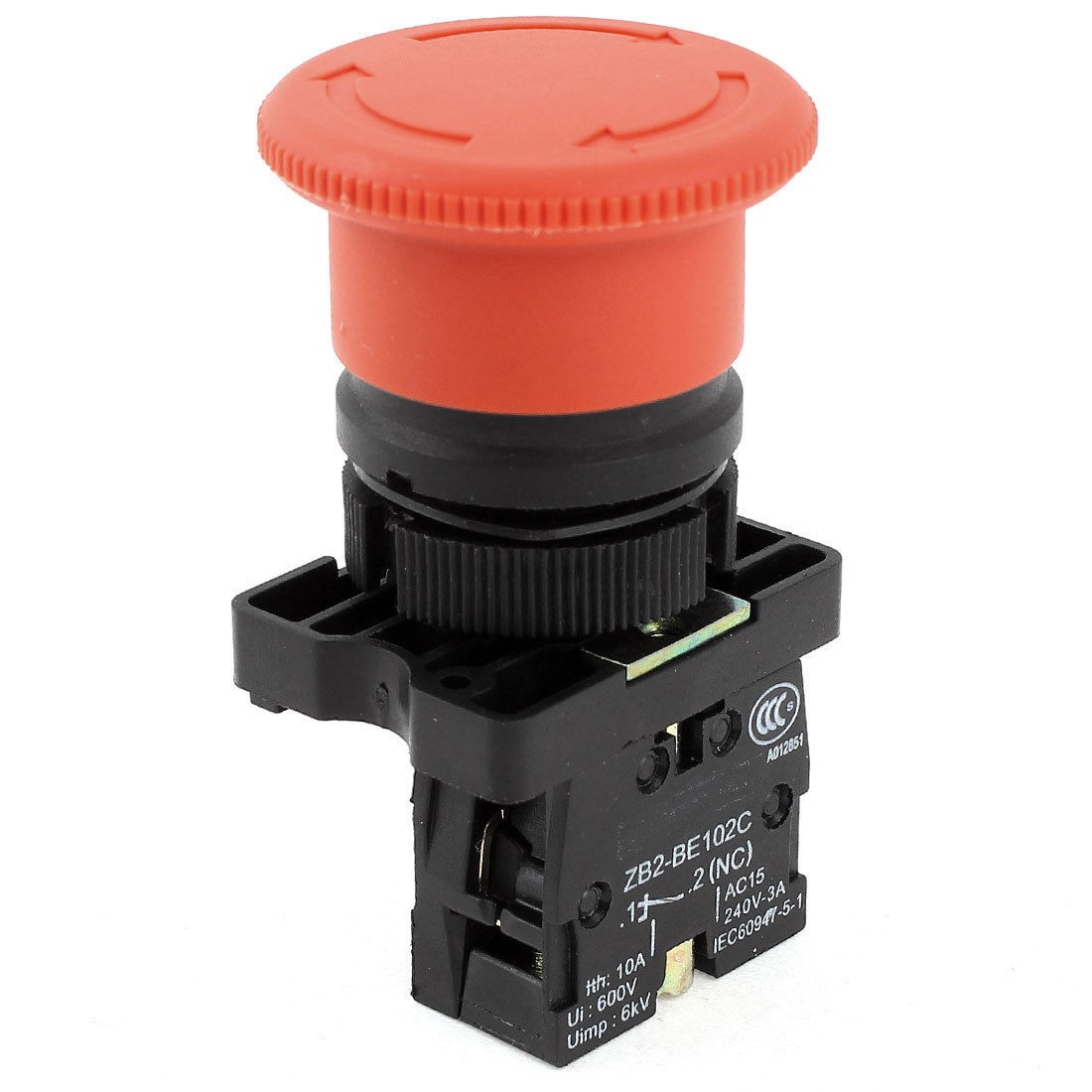 ZB2-BE102C Emergency Stop Latching Red Sign Push Button Switch NC SPST 240V 3A