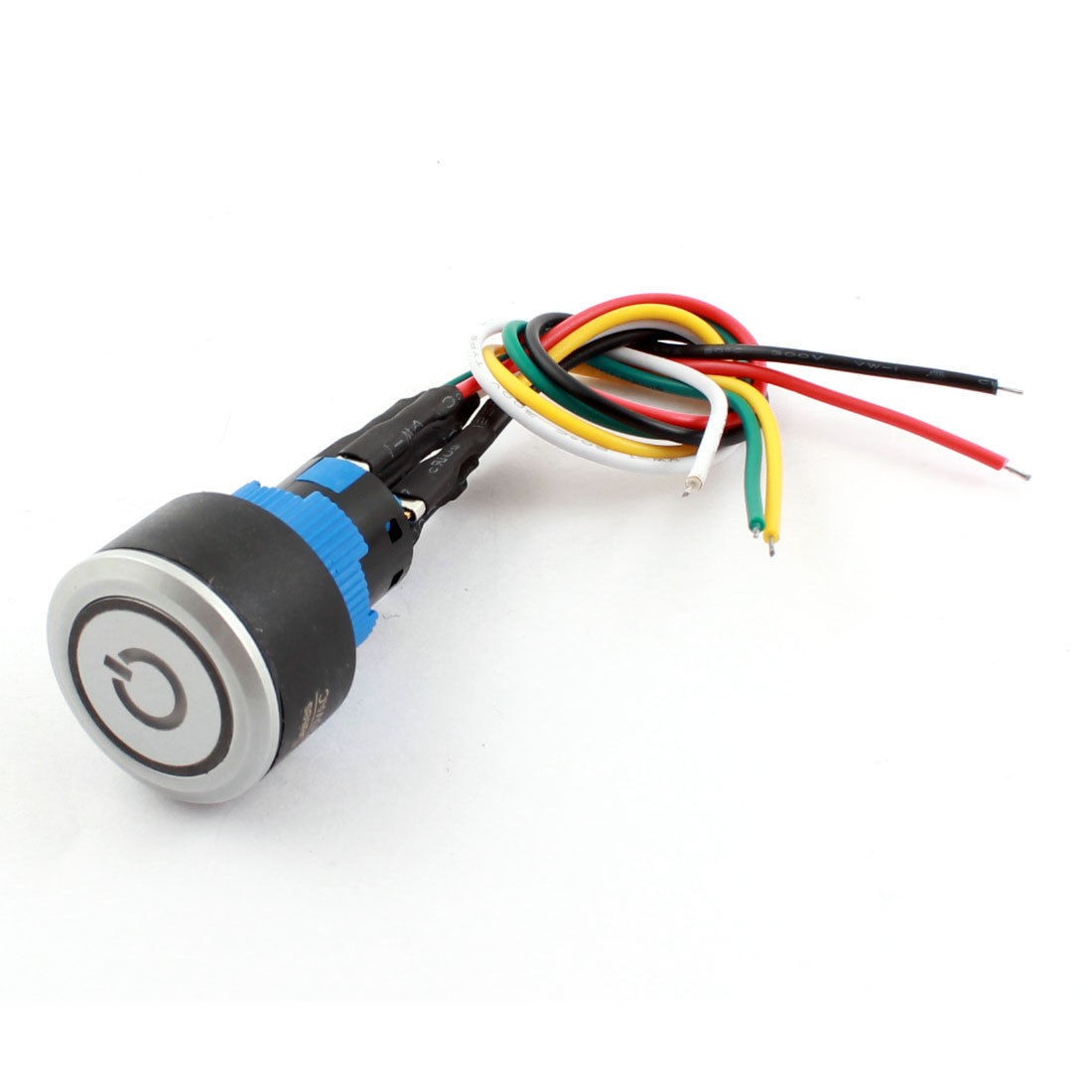 DC12V 20mm SPDT Locking Metal Nut Red LED Push Button Switch w Spade Connector