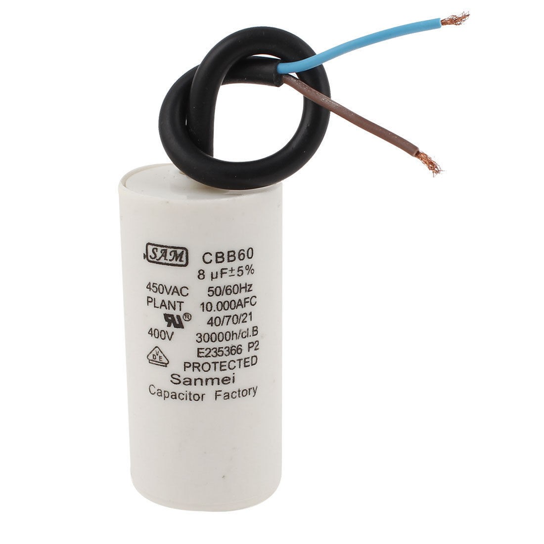 8UF AC 450V Double Wires Washing Machine Motor Run Capacitor CBB60