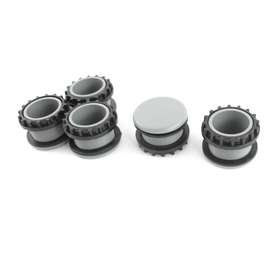 5Pcs 22mm Dia Thread Gray Plastic Mount Hole Panel Plug Cap