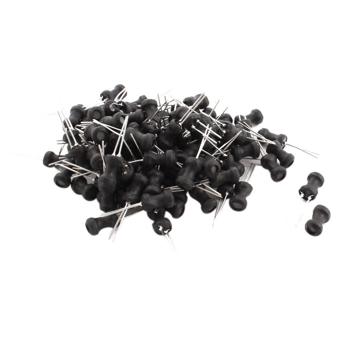 100Pcs 6.8uH 1.2A 6x10mm 10% Tolerance Shielded Radial Lead Inductor Black