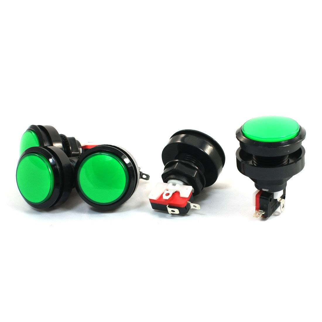 SPST Green Head Momentary Solder Game Machine Arcade Button Micro Switch 5Pcs