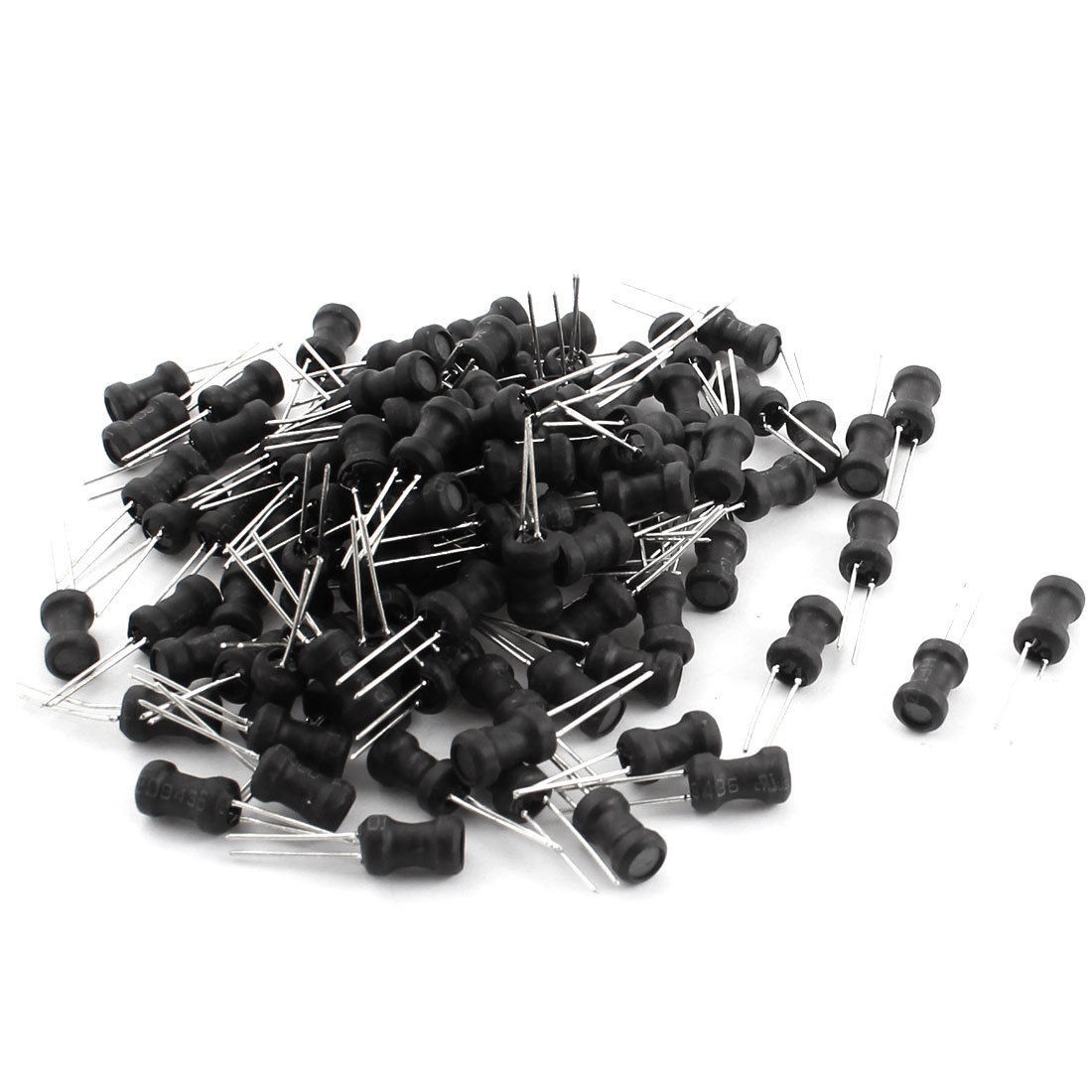 100Pcs 680uH 200mA 6x10mm 10% Tolerance Shielded Radial Lead Inductor Black