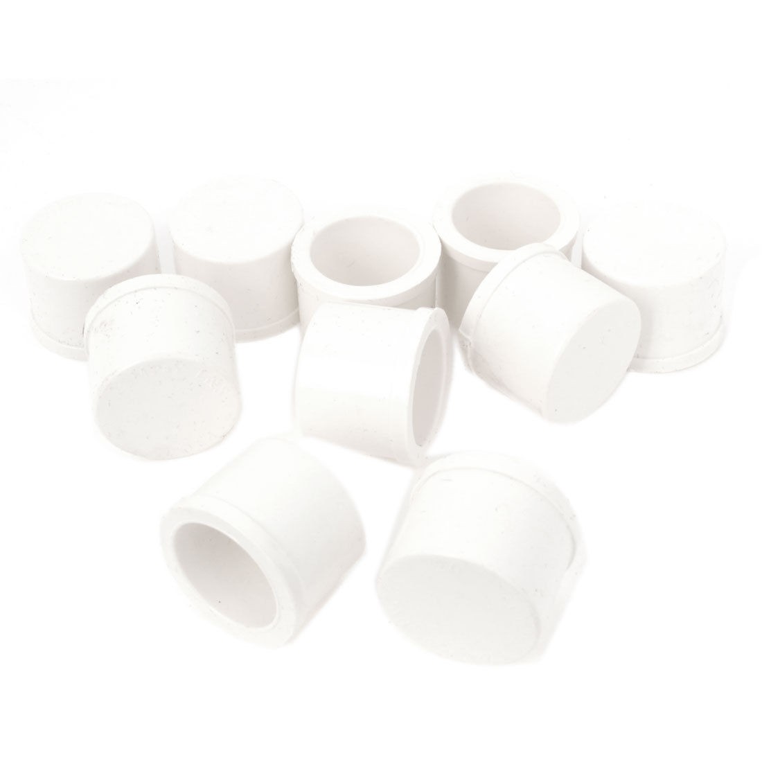 10 Pcs White Plastic 20mm Inner Dia 17mm Inside Depth End Cap Pipe Cover