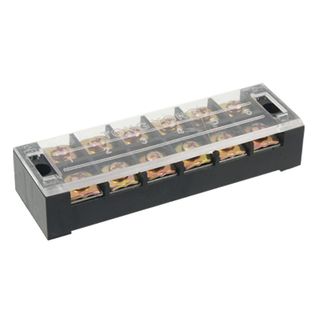 600V 45A Dual Row 6 Position Covered Screw Terminal Strip
