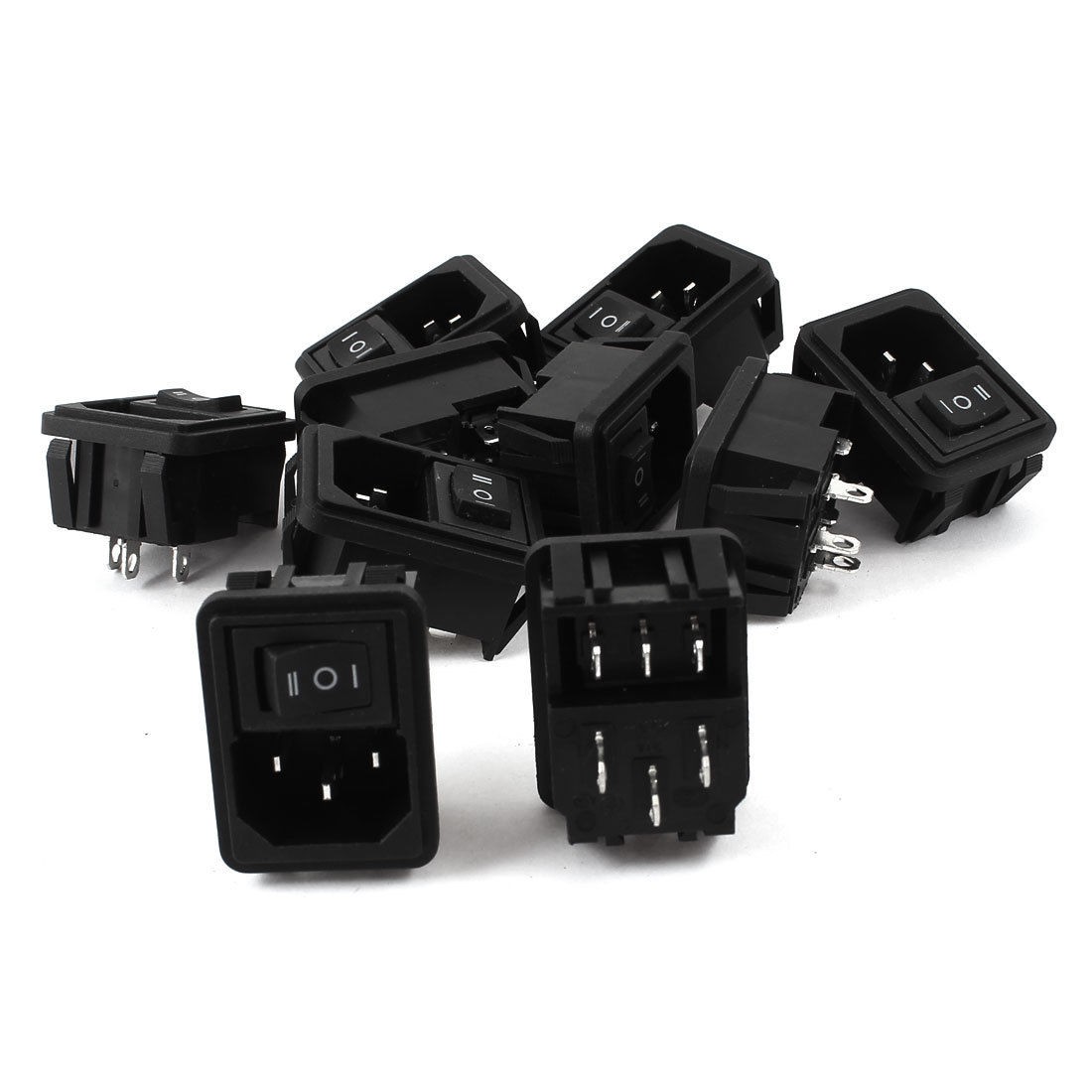 10 Pcs 3 Position 3Pin Rocker Switch IEC320 C14 Inlet Power Socket AC 10A 250V
