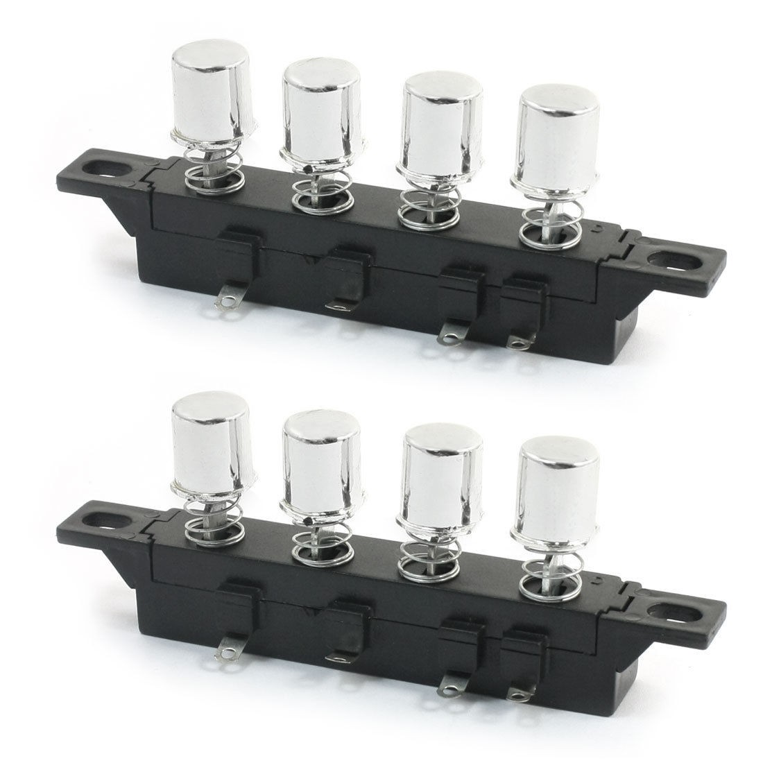 2 Pcs Panel Mount 4-Key Interlock Momentory Push Button Switch AC250V 1A