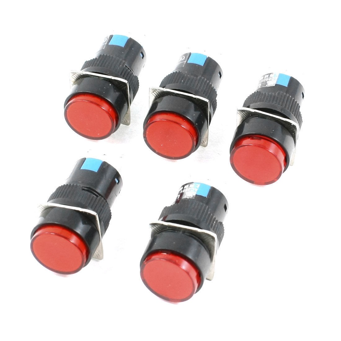 ON/OFF/ON 3 Pin Red Cap Momentary Push Button Switch AC 250V 3A 5 Pcs