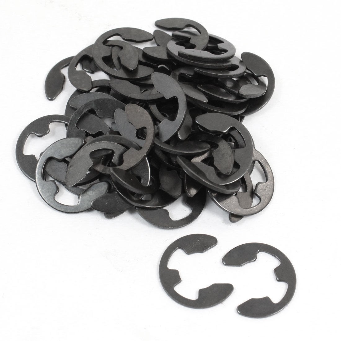 50 Pcs Black Metal 9mm Shaft Rod Lock E-Clip Clamp Washer