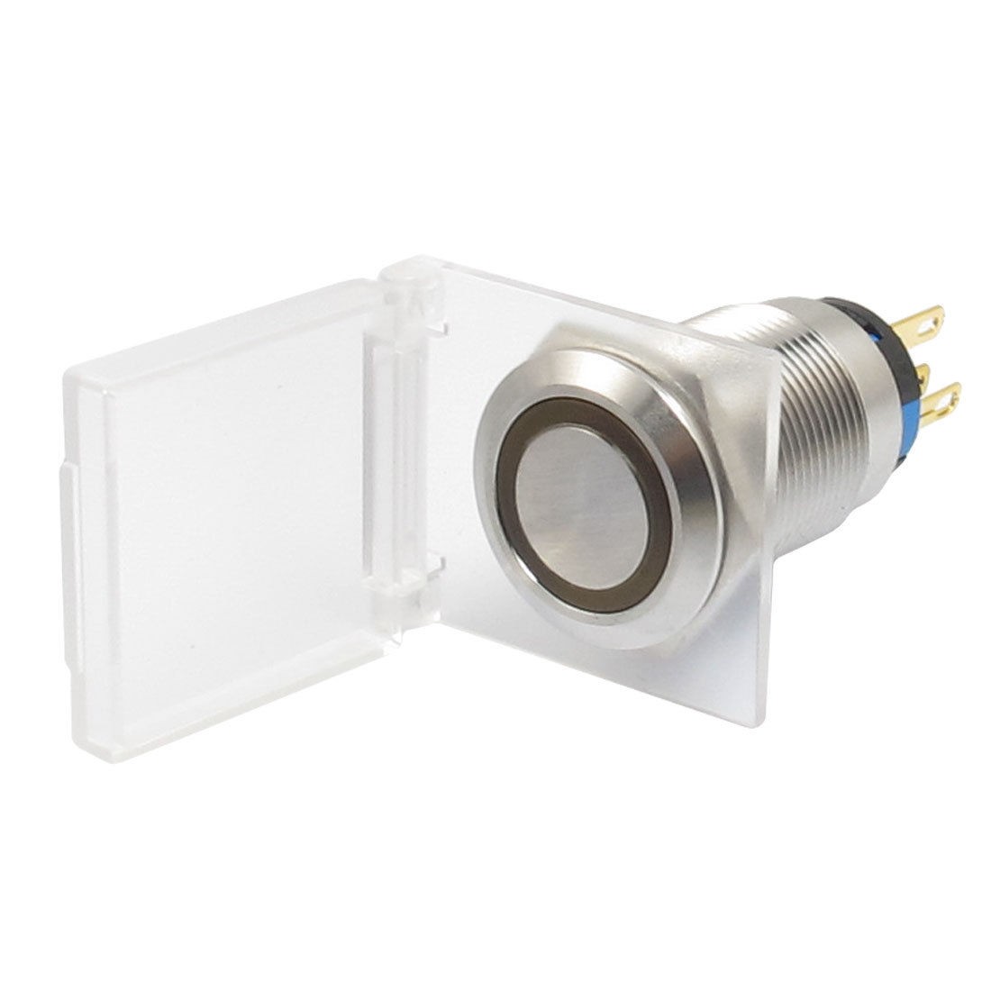 AC 250V 3A AC 220V Yellow Lamp Latching Push Button Switch