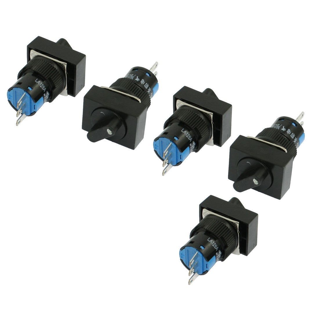 AC 250V 5A Rectangular 2 Position 1NO 1NC Selector Push Button Switch 5 Pcs