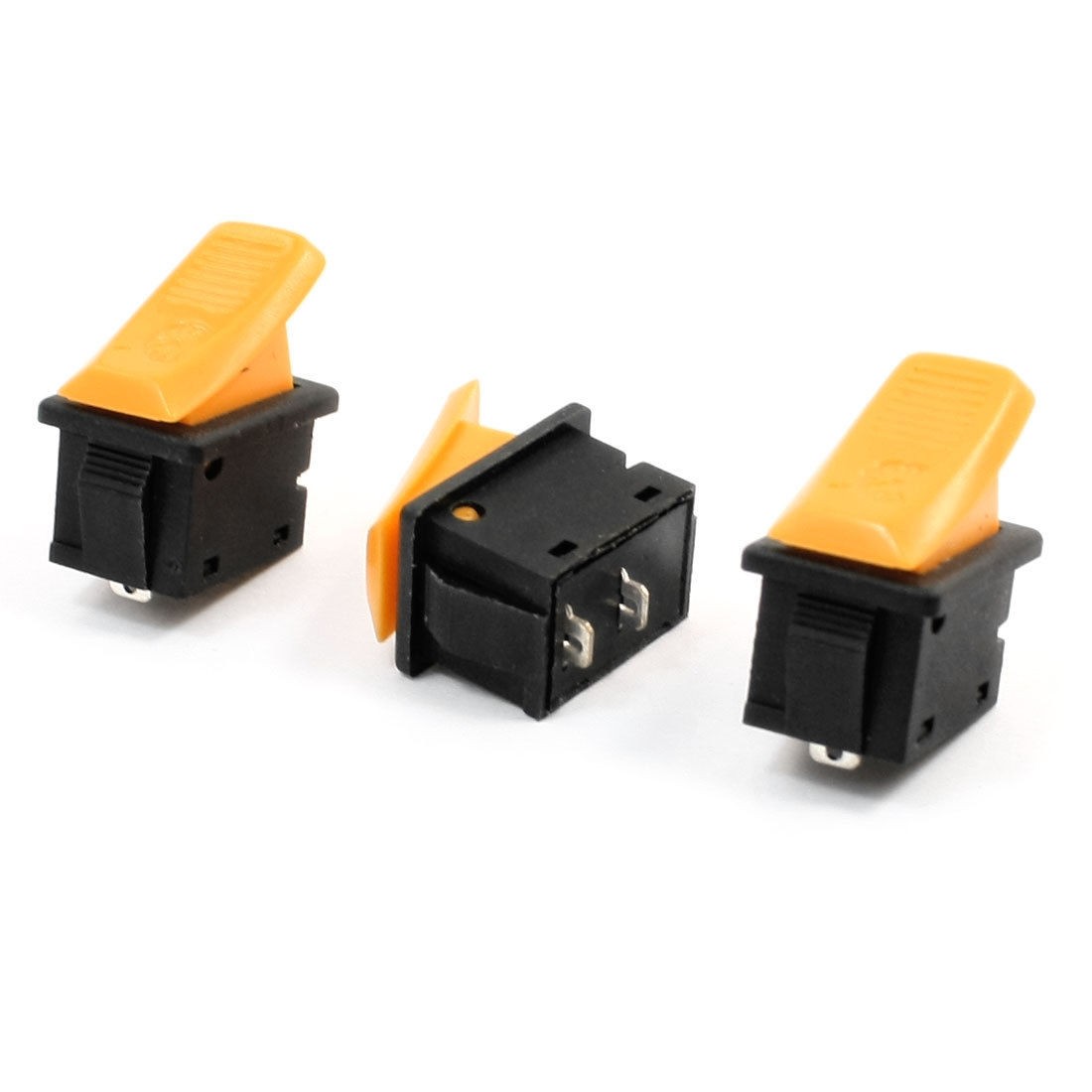 3pcs 250V 6A SPST 2 Pins Panel Mount Boat Rocker Switch Black Yellow