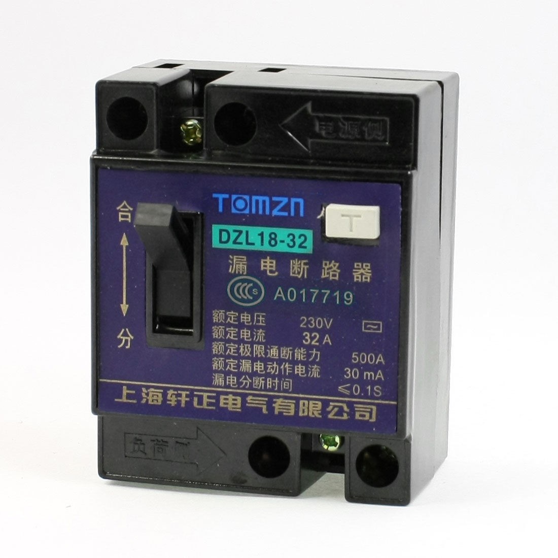 DZL18-32 AC 230V 32A 1 Pole 1P On/Off Switch ELCB Earth Leakage Circuit Breaker